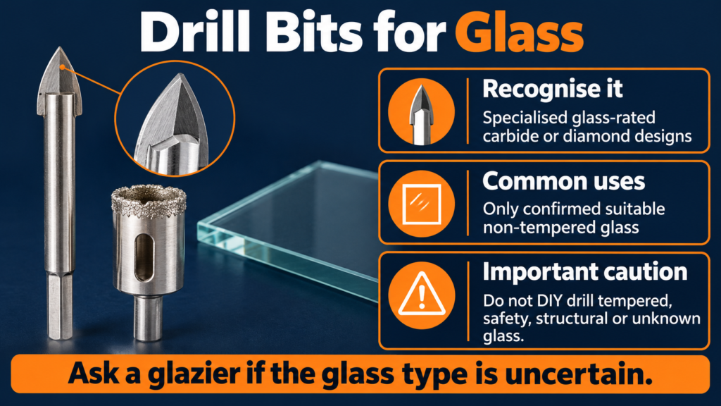 Drill bits for glass