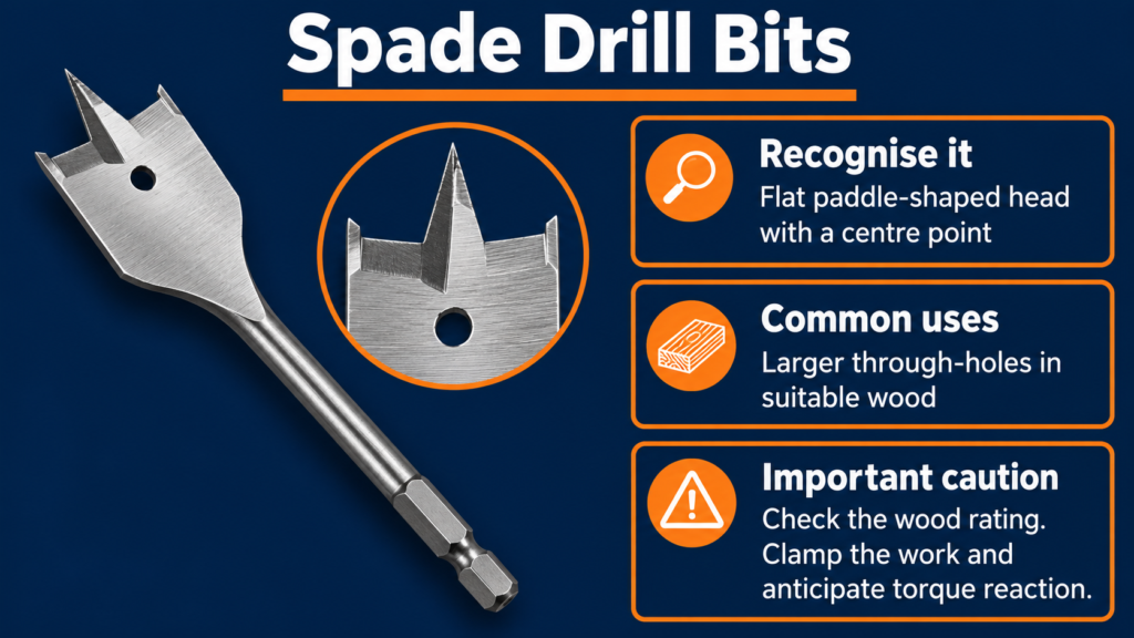 Spade drill bits