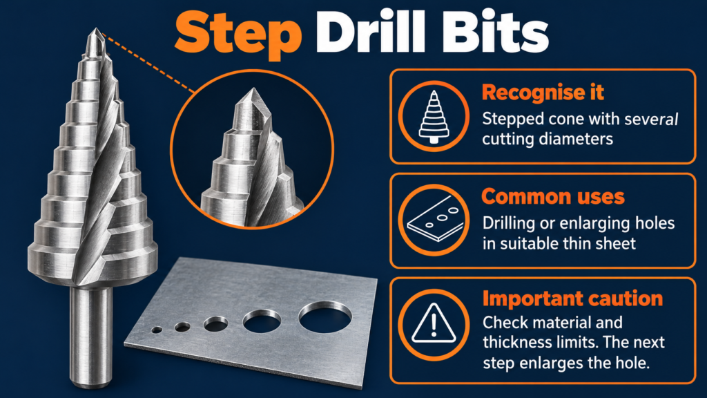 Step drill bits